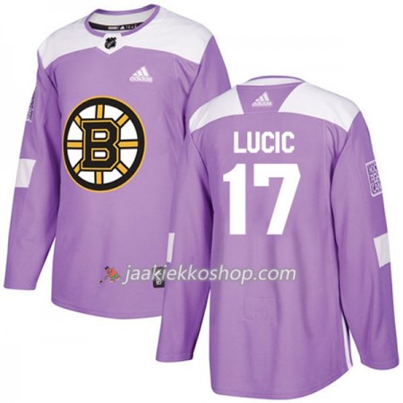 Miehille NHL Boston Bruins Pelipaita Milan Lucic 17 Adidas 2017-2018 Violetti Fights Cancer Practice Authentic